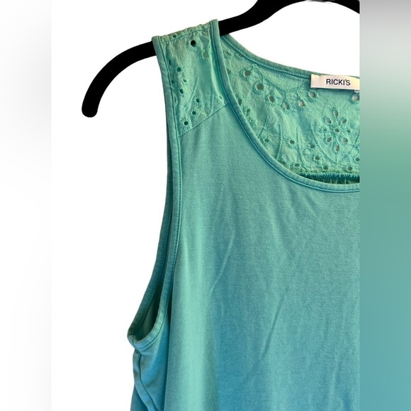 Ricki's Tank Top Embroidered Green Size L - Picture 3 of 10